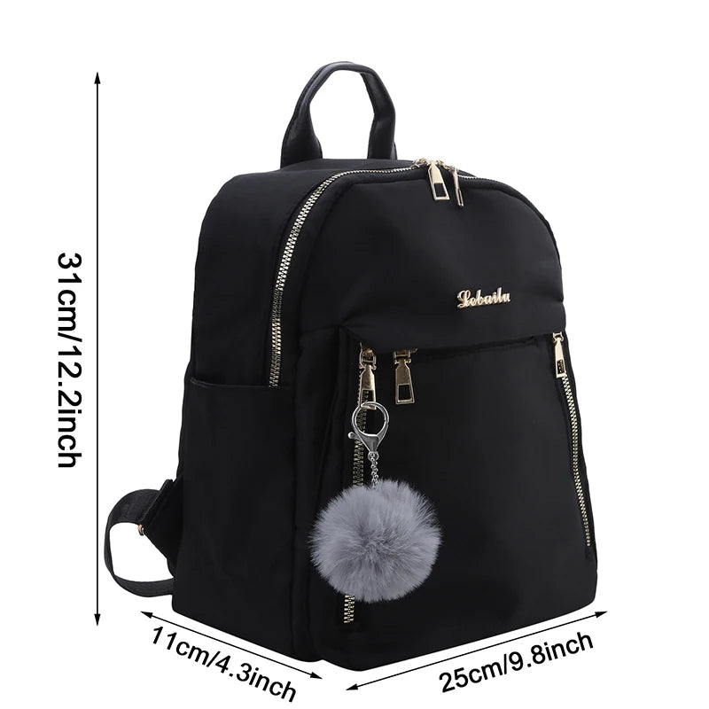 Simple Black PU Large Capacity Backpack