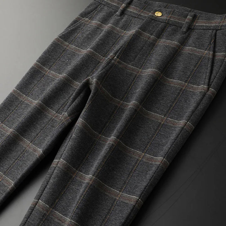 Slim Fit Plaid Business Trousers