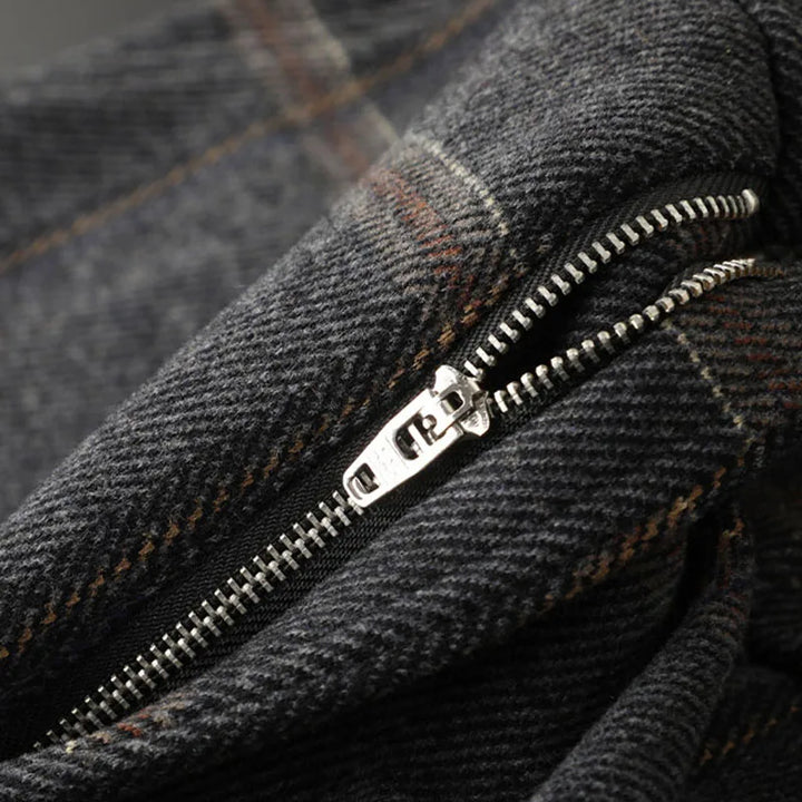 Slim Fit Plaid Business Trousers