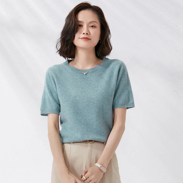 Soft Knit Short Sleeve O-Neck Top