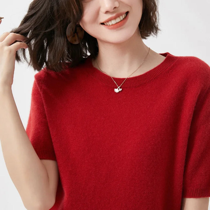 Soft Knit Short Sleeve O-Neck Top