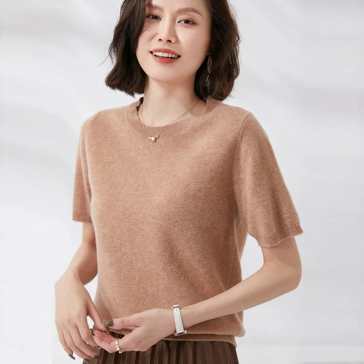 Soft Knit Short Sleeve O-Neck Top