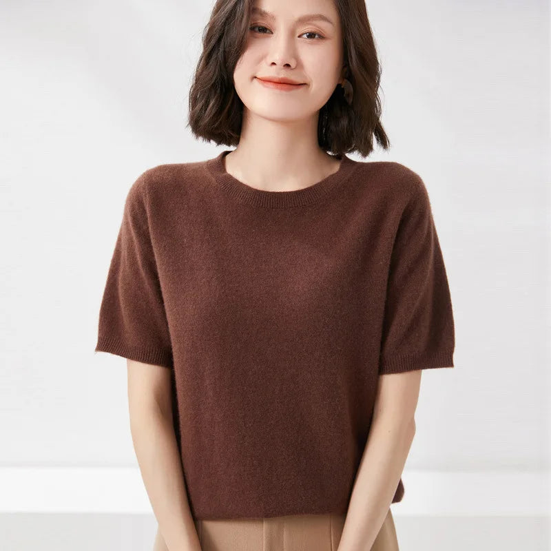 Soft Knit Short Sleeve O-Neck Top