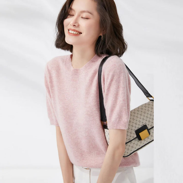 Soft Knit Short Sleeve O-Neck Top