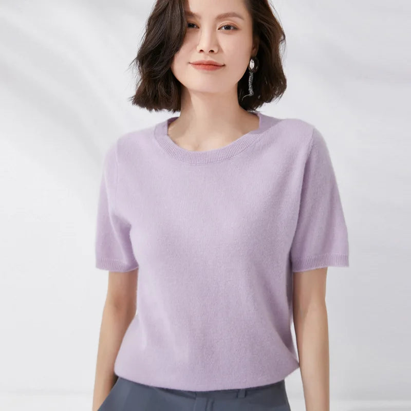 Soft Knit Short Sleeve O-Neck Top
