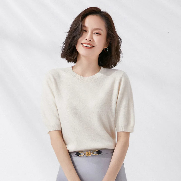Soft Knit Short Sleeve O-Neck Top