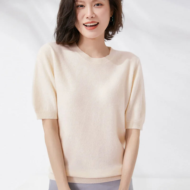 Soft Knit Short Sleeve O-Neck Top