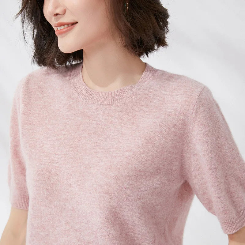 Soft Knit Short Sleeve O-Neck Top
