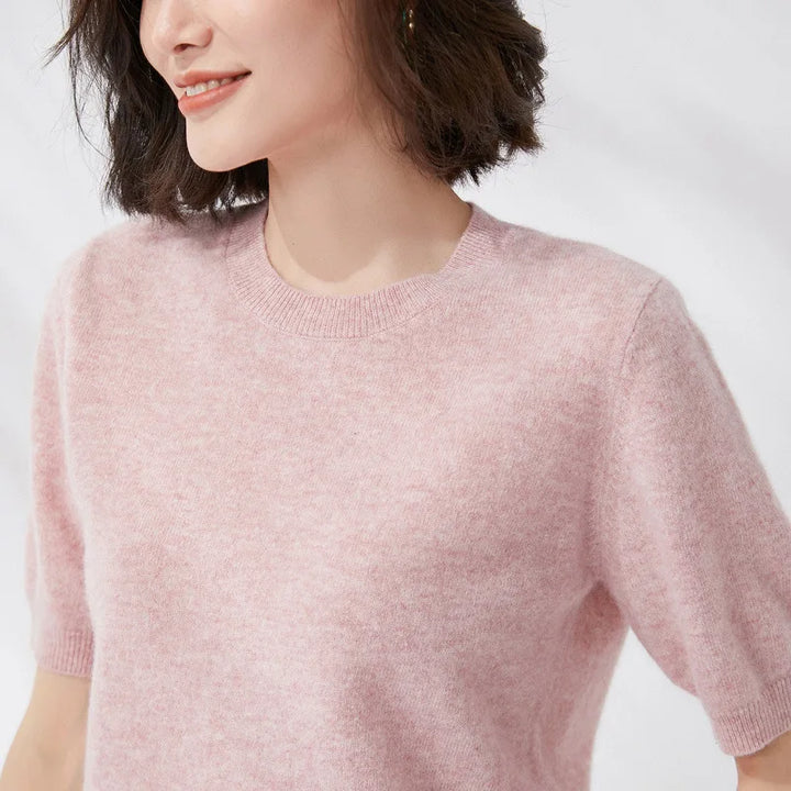 Soft Knit Short Sleeve O-Neck Top