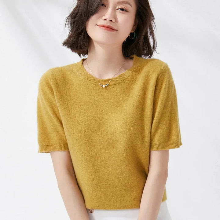 Soft Knit Short Sleeve O-Neck Top