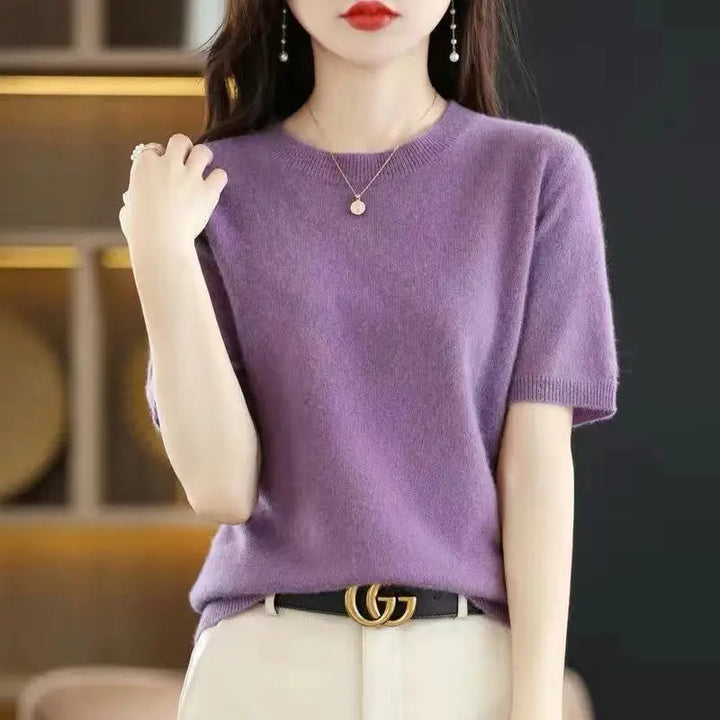 Soft Knit Short Sleeve O-Neck Top