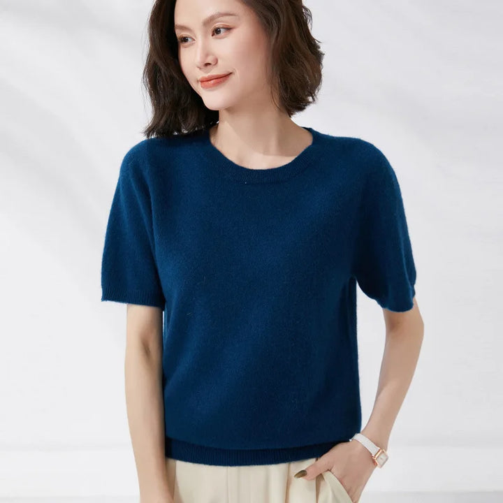 Soft Knit Short Sleeve O-Neck Top