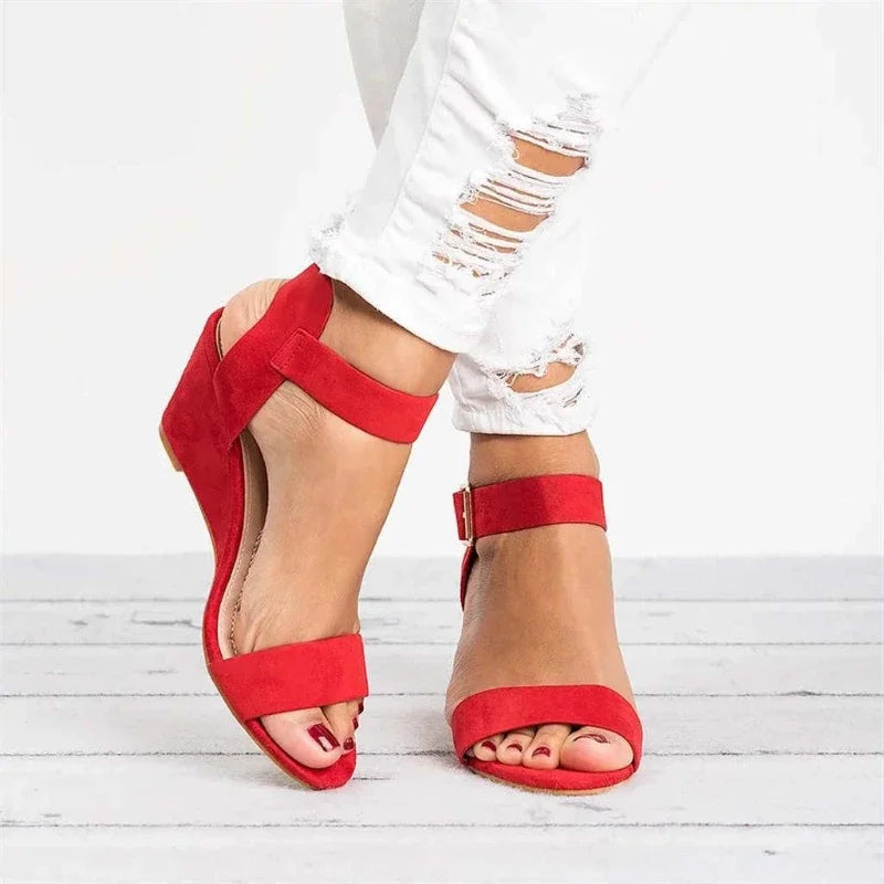 Soft Mid Heel Wedge Summer Sandals