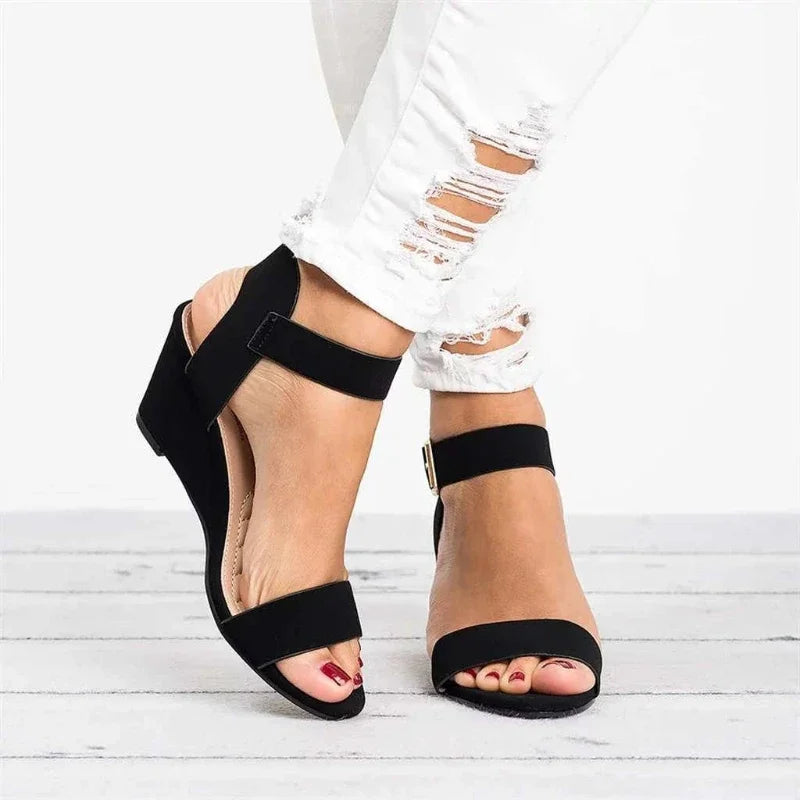 Soft Mid Heel Wedge Summer Sandals