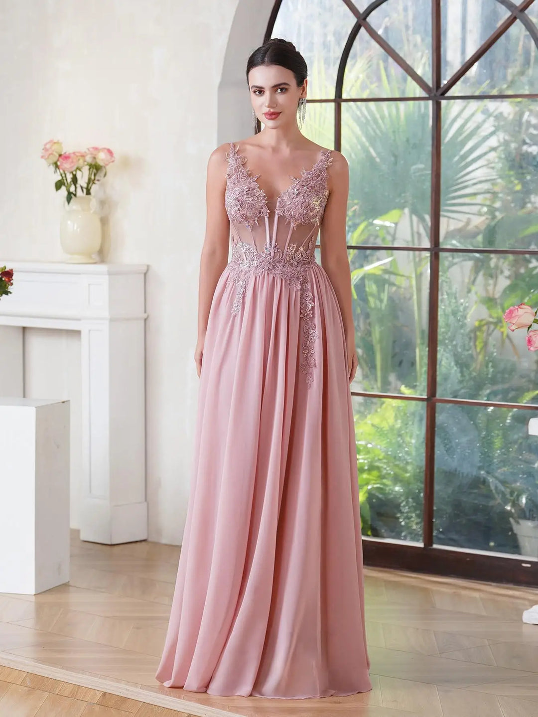 Spaghetti Strap A-Line Evening Gown