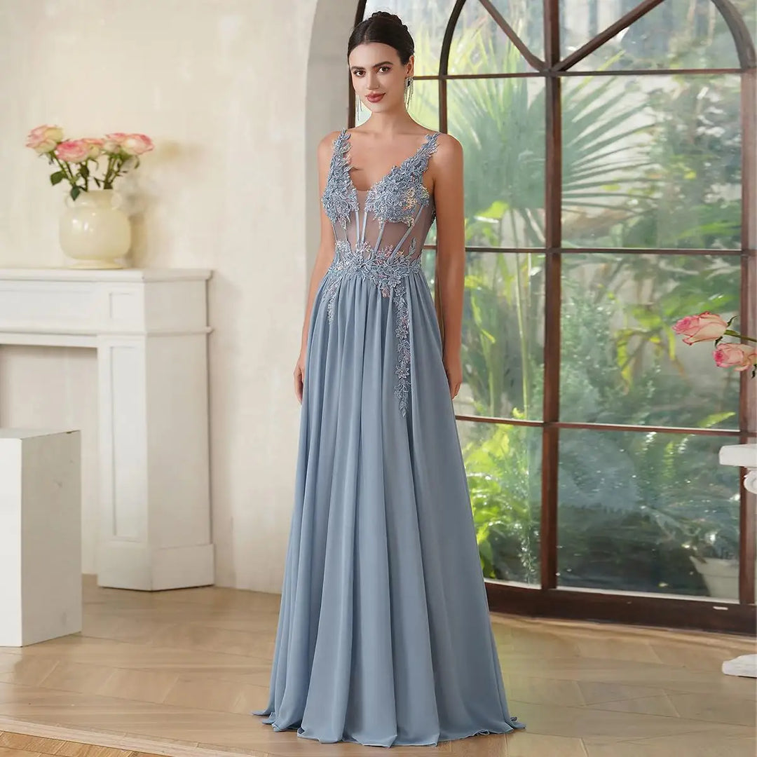 Spaghetti Strap A-Line Evening Gown
