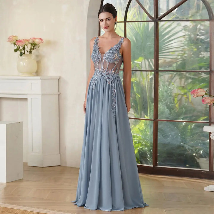 Spaghetti Strap A-Line Evening Gown