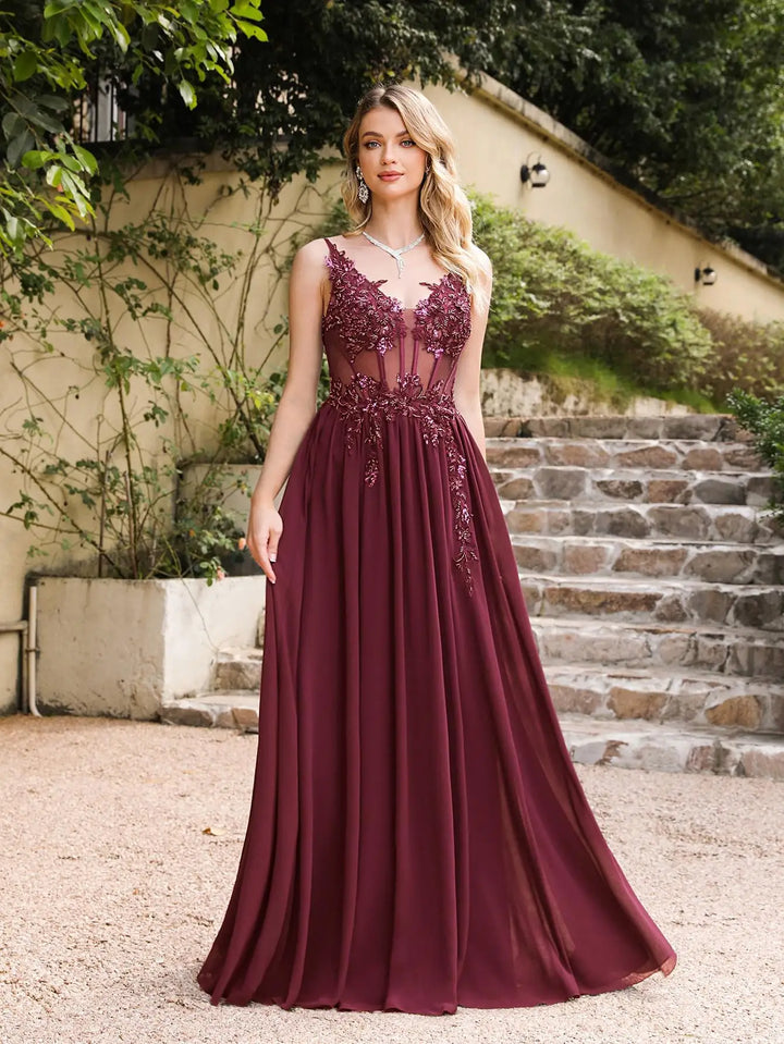Spaghetti Strap A-Line Evening Gown