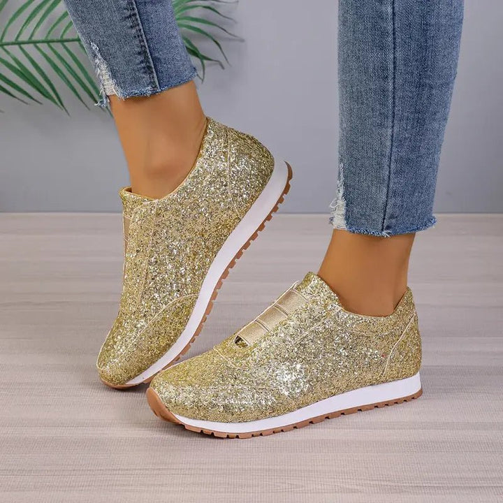 Sparkling Gold Slip-On Sneakers