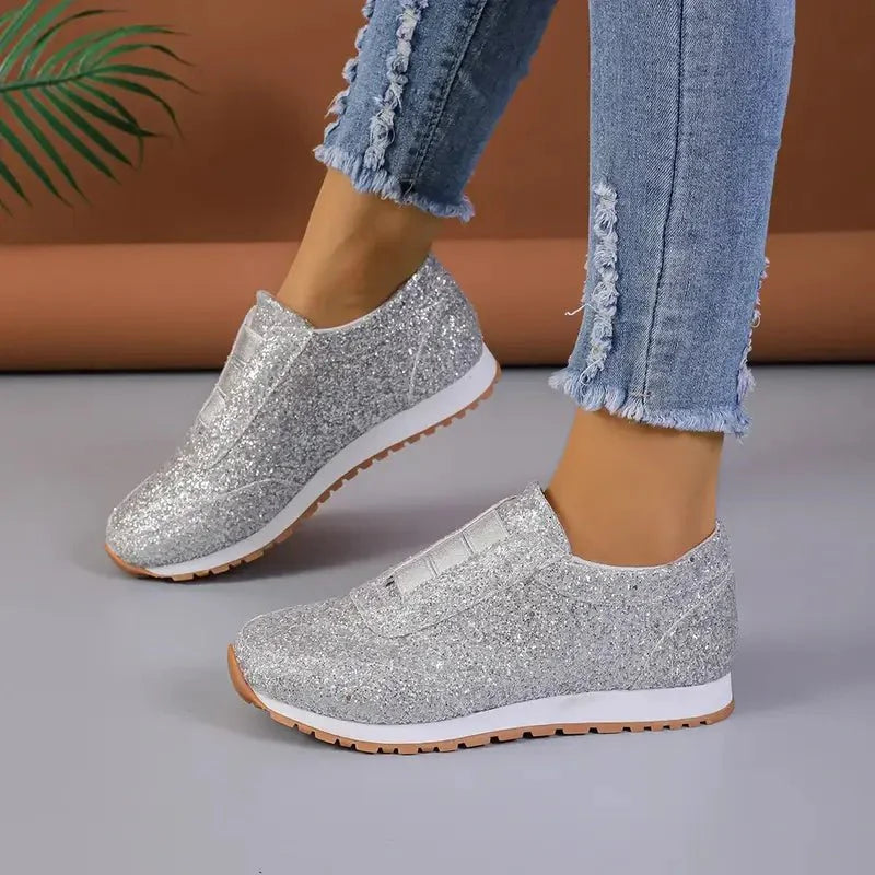 Sparkling Gold Slip-On Sneakers