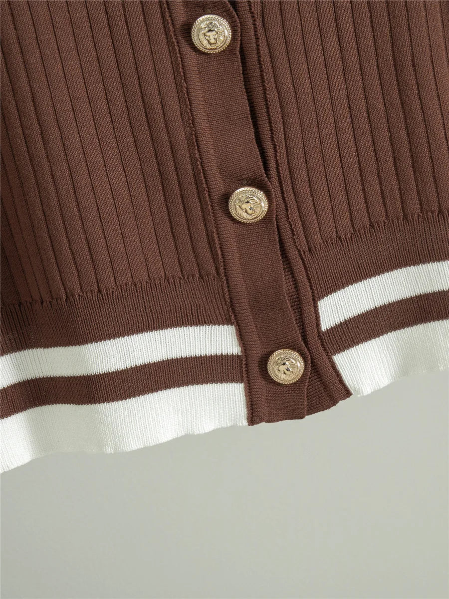 Sporty Contrast Stripe Knit Lounge Set
