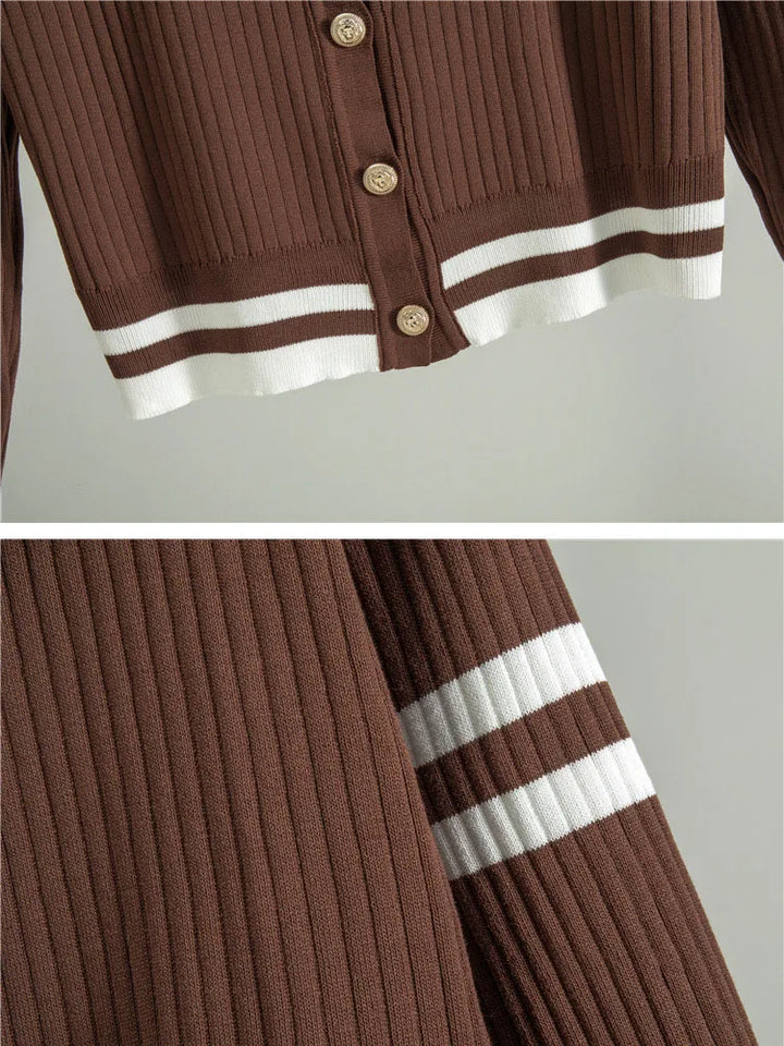 Sporty Contrast Stripe Knit Lounge Set