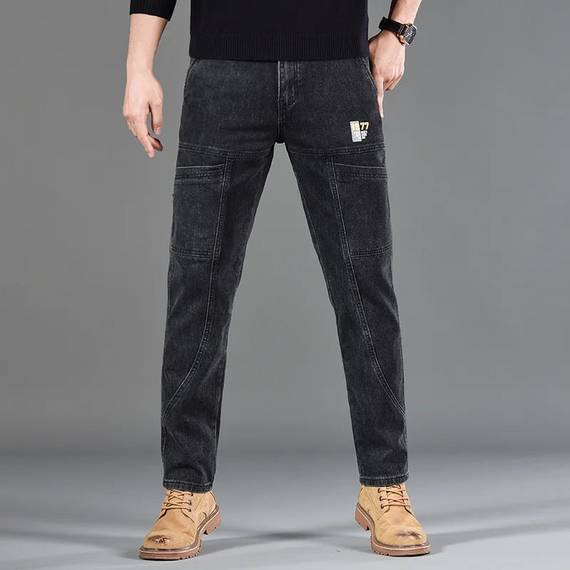 Straight Fit Multi-Pocket Denim Jeans