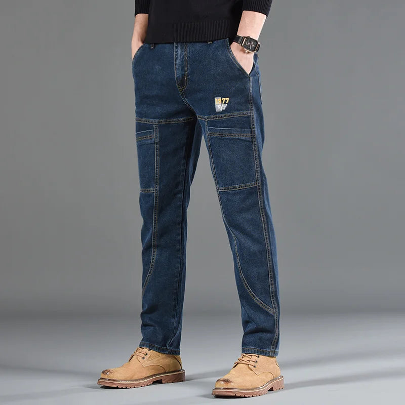 Straight Fit Multi-Pocket Denim Jeans