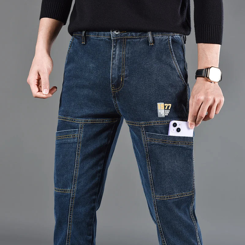 Straight Fit Multi-Pocket Denim Jeans