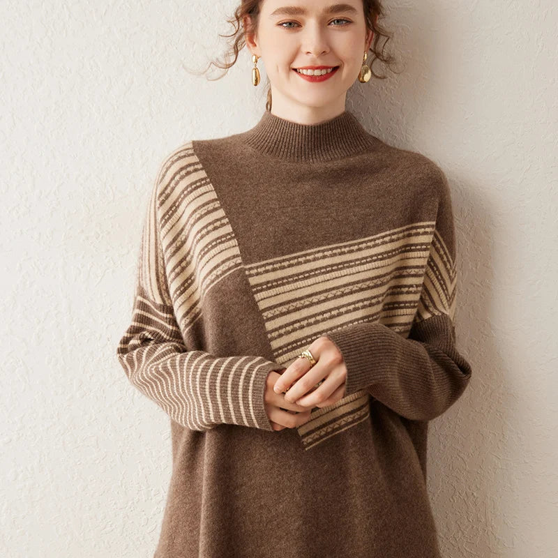 Striped Cashmere Wrap Shawl Poncho