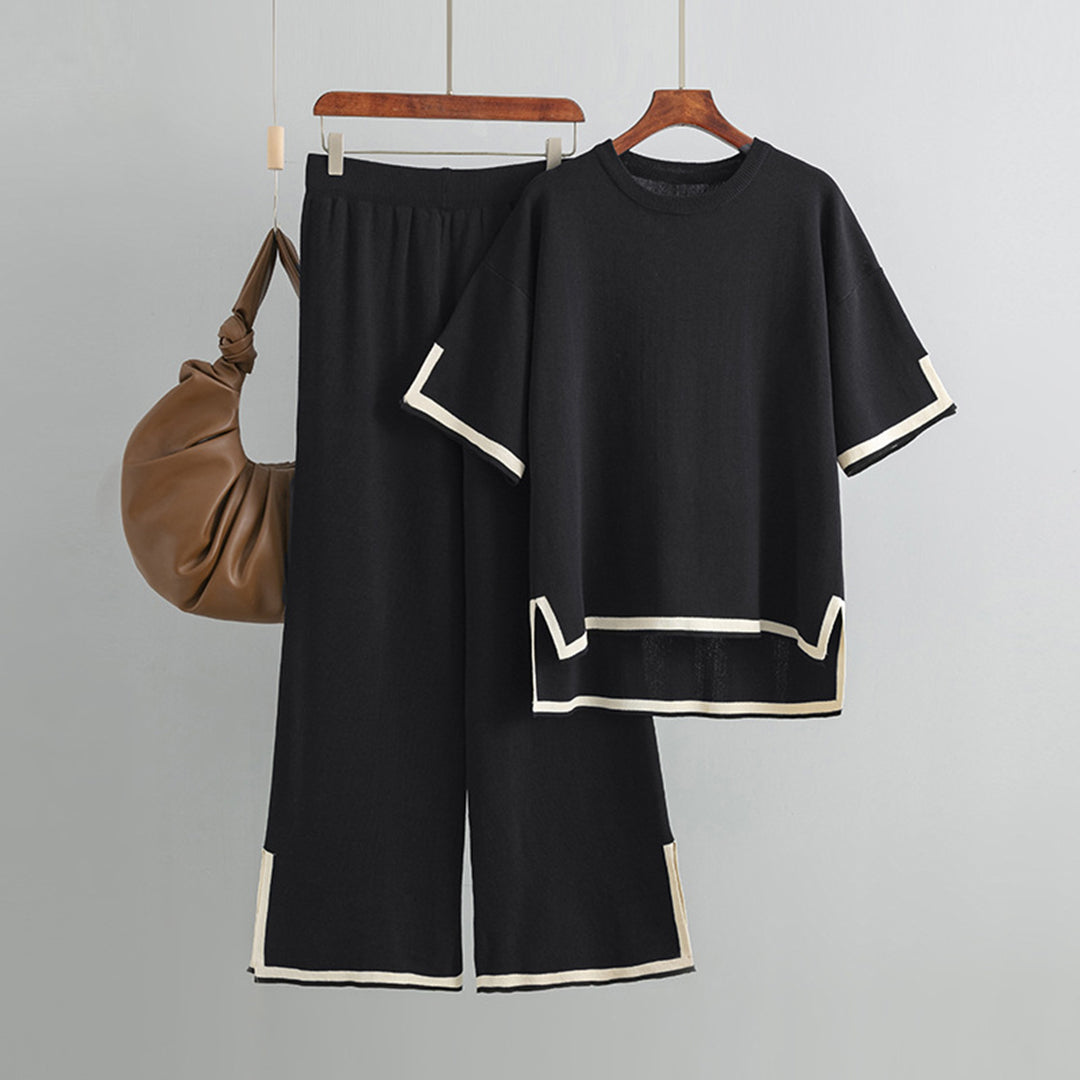 Stylish Knit Top Wide Leg Set