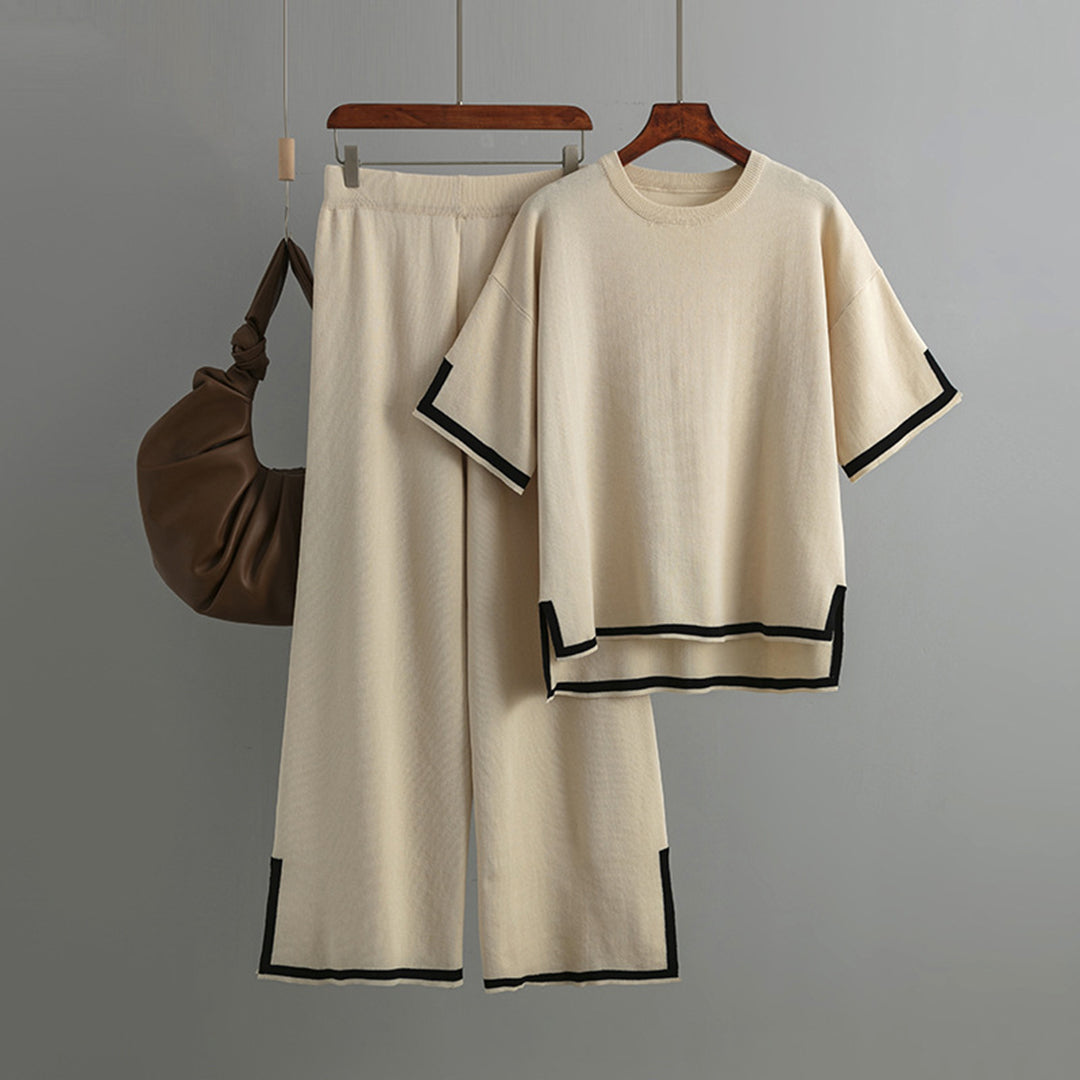 Stylish Knit Top Wide Leg Set