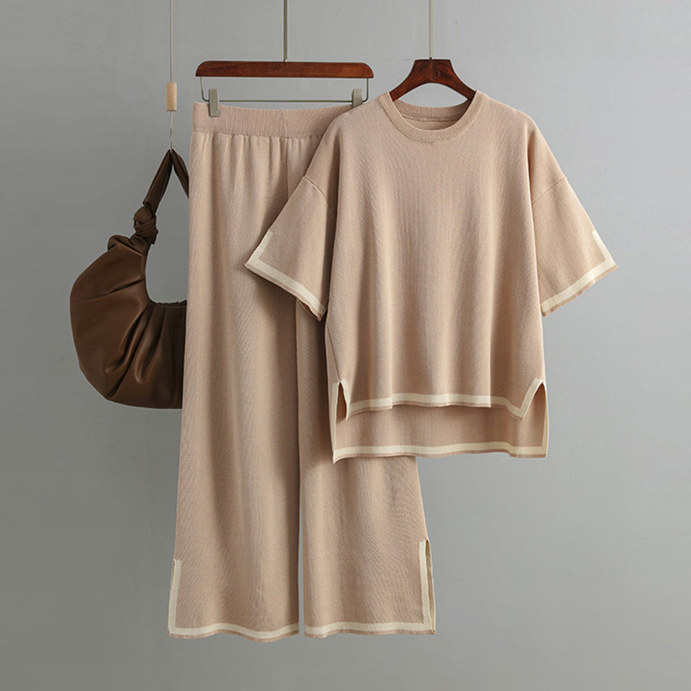 Stylish Knit Top Wide Leg Set