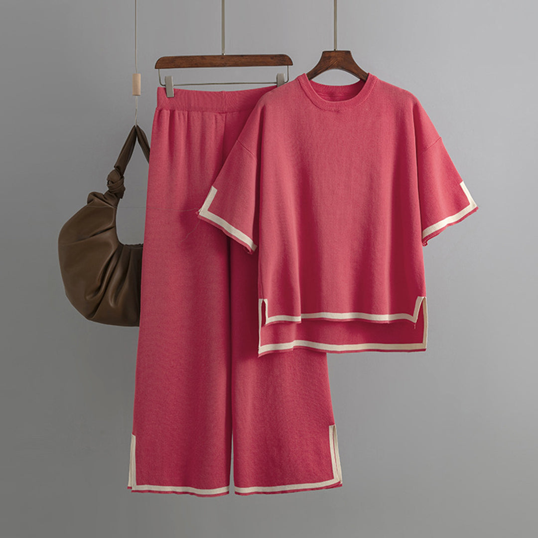 Stylish Knit Top Wide Leg Set
