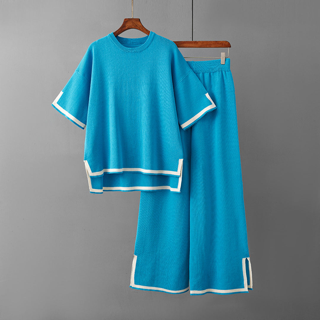 Stylish Knit Top Wide Leg Set