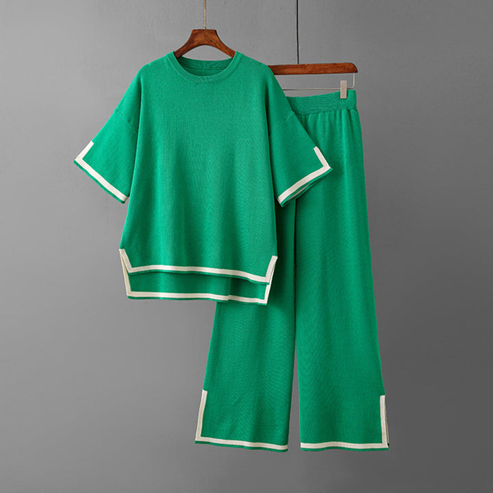 Stylish Knit Top Wide Leg Set