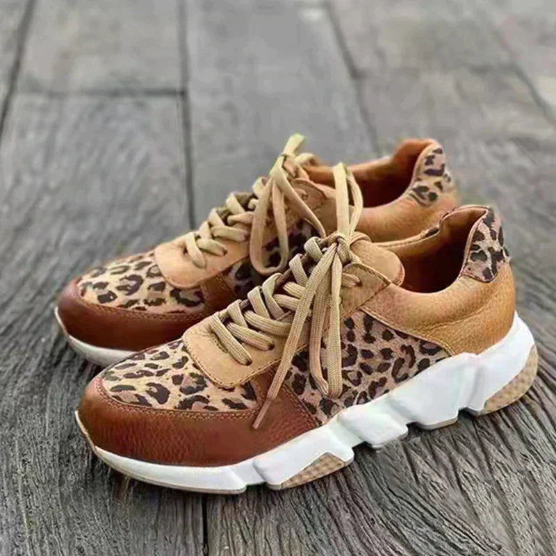 Stylish Leopard Print Thick Sole Sneakers