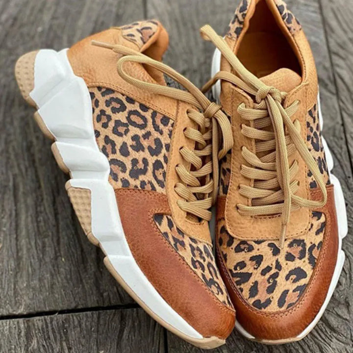 Stylish Leopard Print Thick Sole Sneakers