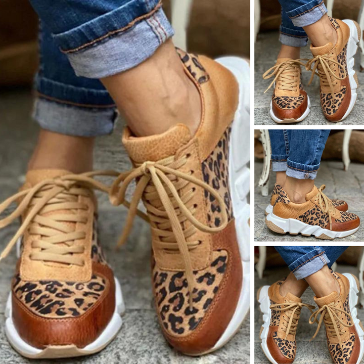 Stylish Leopard Print Thick Sole Sneakers