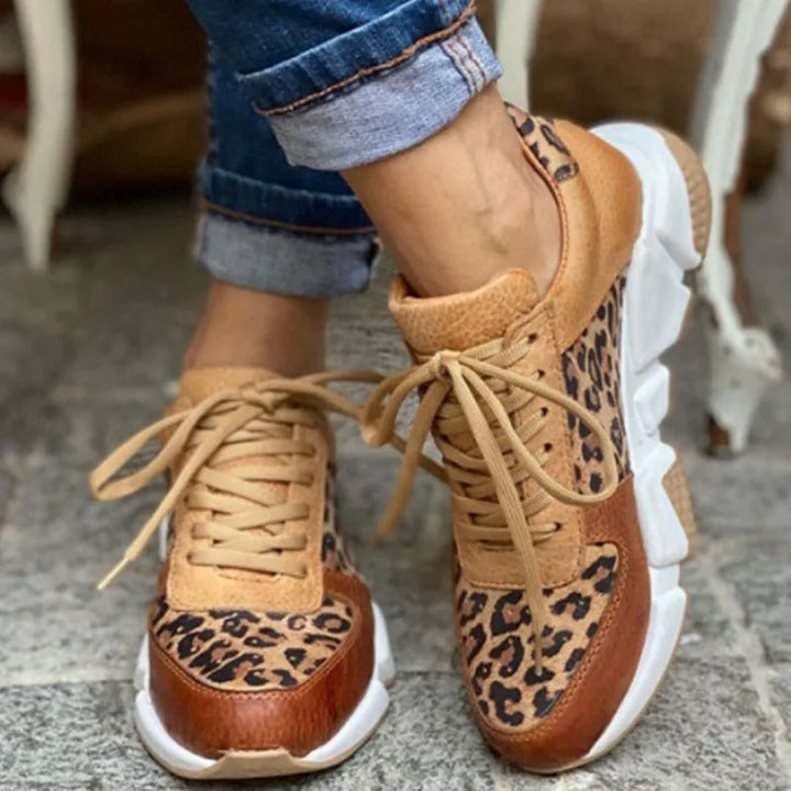 Stylish Leopard Print Thick Sole Sneakers