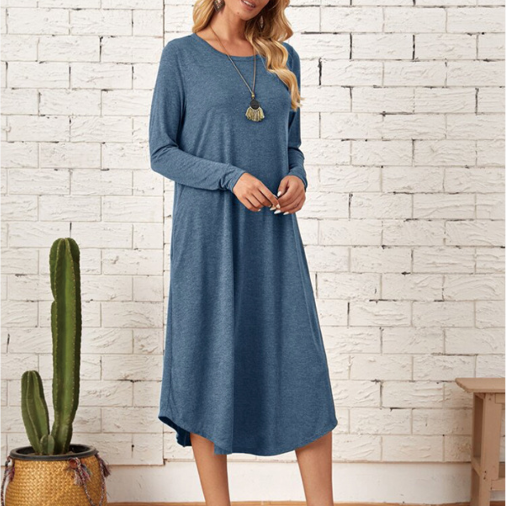 Stylish Long Sleeve Midi Dress