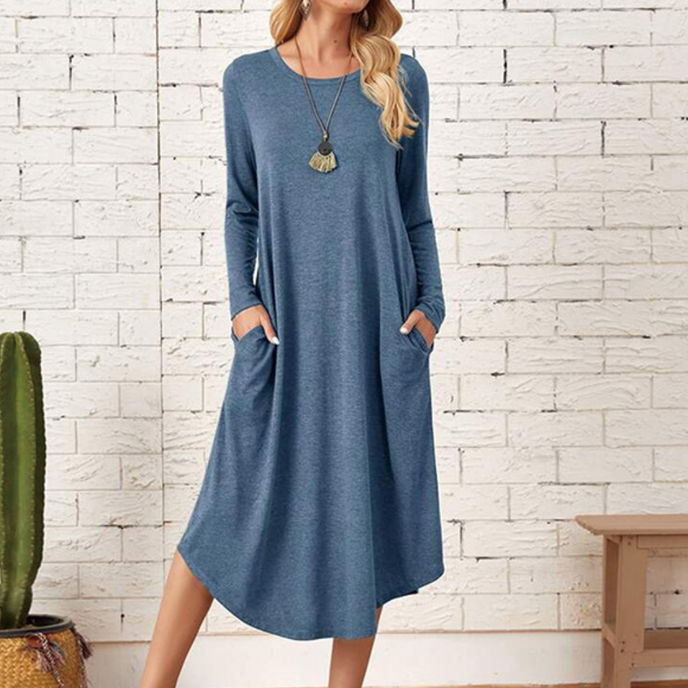 Stylish Long Sleeve Midi Dress