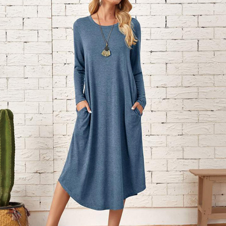 Stylish Long Sleeve Midi Dress