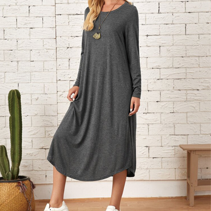 Stylish Long Sleeve Midi Dress