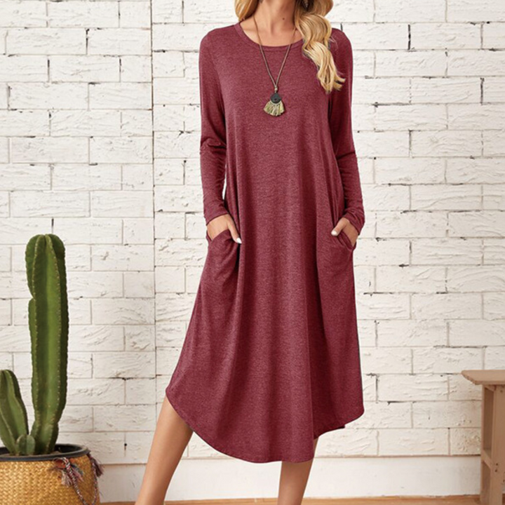 Stylish Long Sleeve Midi Dress