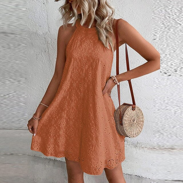 Stylish Summer Embroidered Mini Dress