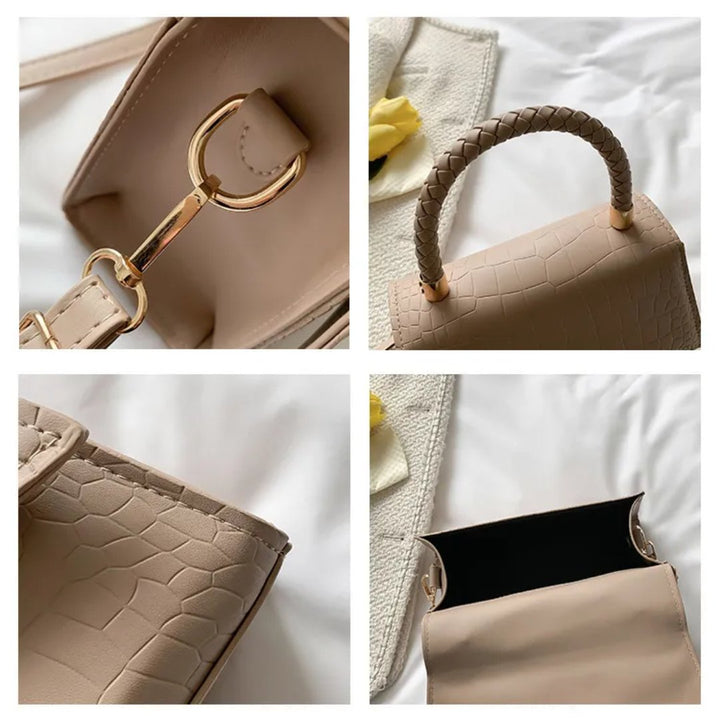 Top Handle Croc-Embossed Handbag