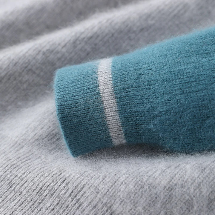 Color-Block Cashmere Crewneck Sweater