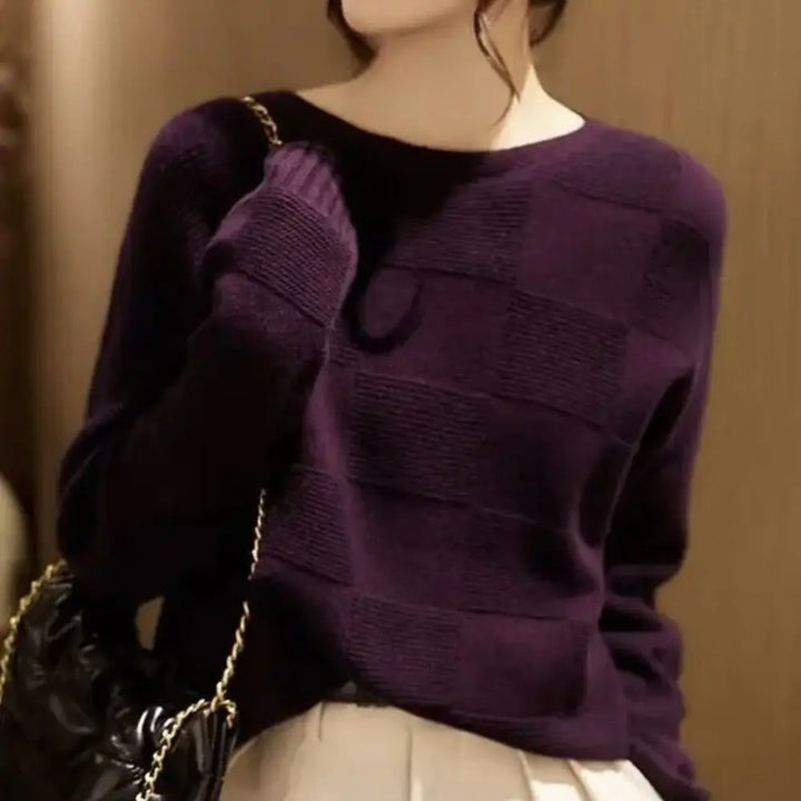 Textured Crewneck Knit Sweater