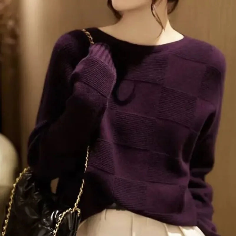 Textured Crewneck Knit Sweater